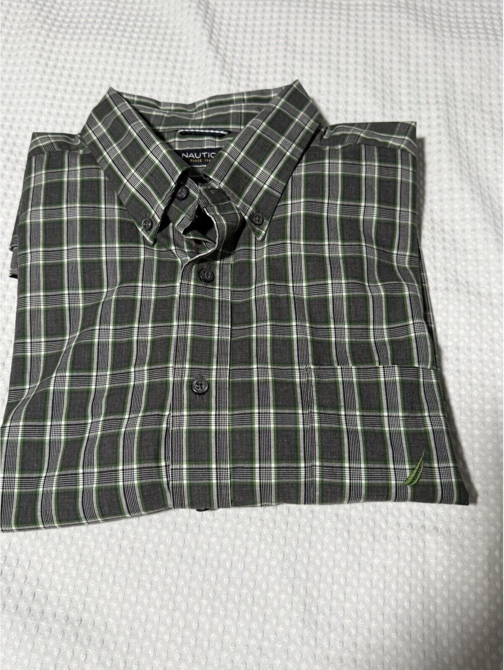 🎄Men’s Dress Shirt Nautica XL Long Sleeve Green Gray - Picture 12 of 12